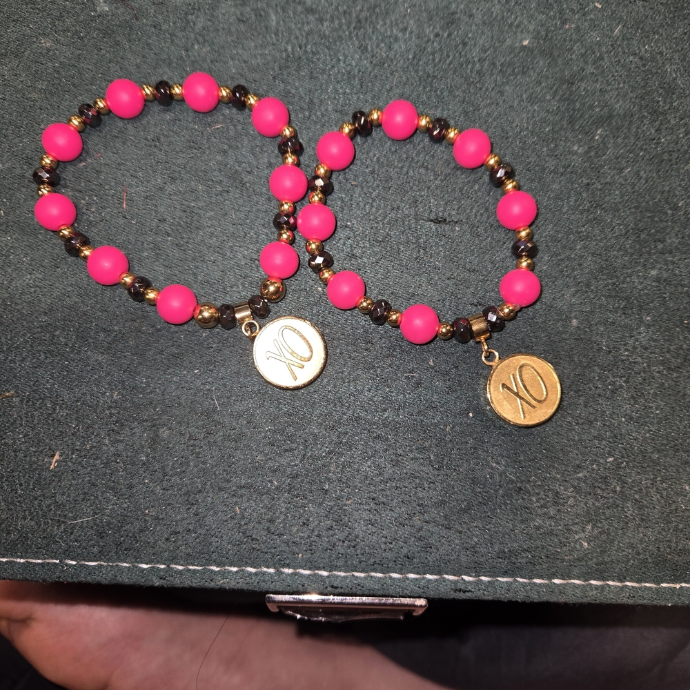 Rustic Cuff Pink and Gold XO Bracelet Mommy And Me Set